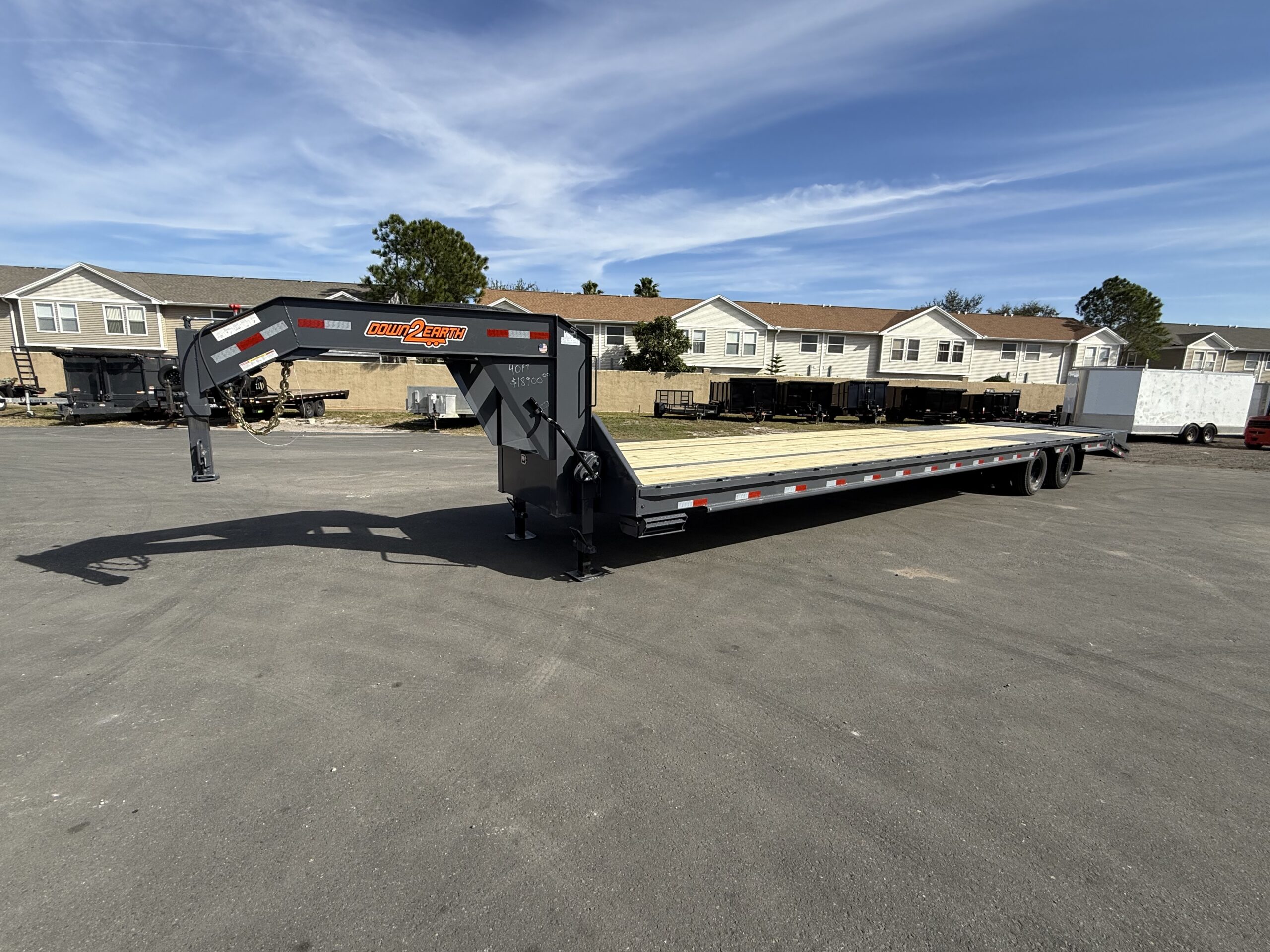 2026 Black Iron Down2Earth HEAVY DUTY 40′ Gooseneck Flatbed Trailer with 5′ Dovetail & HD Ramps