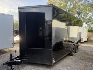 8.5’x16′ ALL WORLD Enclosed Black w/black trim