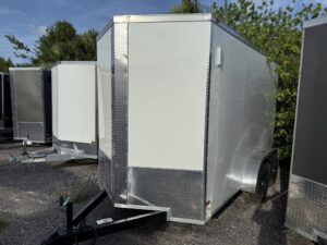 6’x12′ ALL WORLD Enclosed White w/silver trim