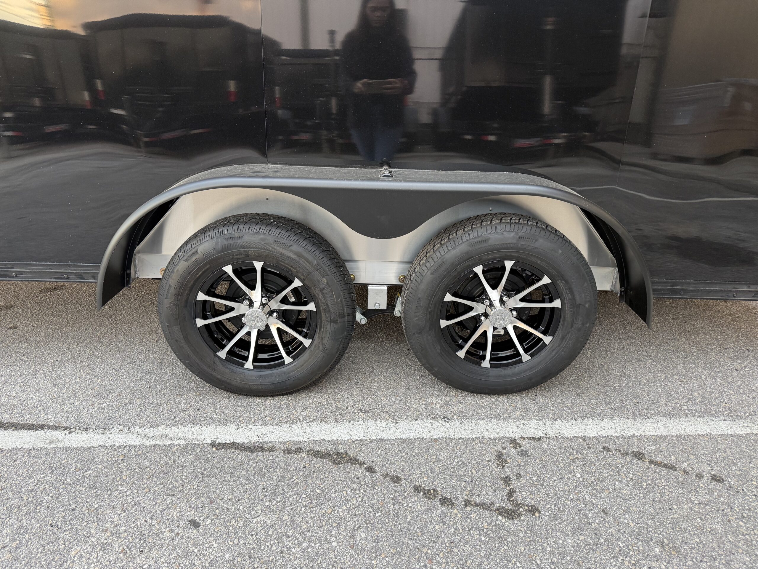 2026 7×16 ALCOM STEALTH blacked out ALUMINUM enclosed trailer w/ spoiler and spare tire - Image 7